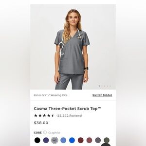 Figs Casma Scrub Top - Size XXS - Graphite Color